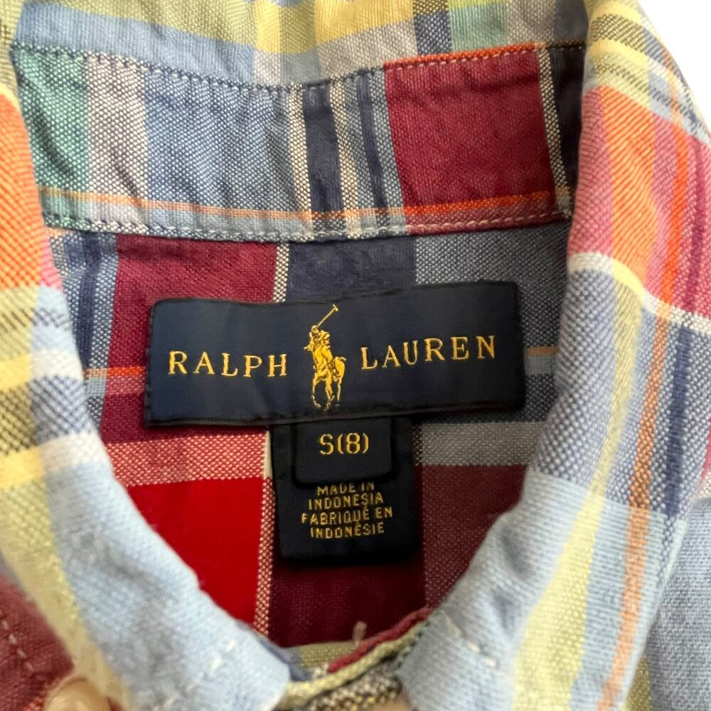 Ralph Lauren Boys Plaid Button-Down Cotton Shirt Size 8 Classic Preppy - Picture 6 of 7